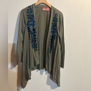 Johnny Was Olive Cardigan with Red Label